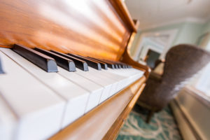 Close-up image of piano keys