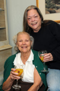 Allerton House in Hingham resident Jane Versoy enjoys a mimosa as she spends time with her daughter, Holiday Versoy-Langille.