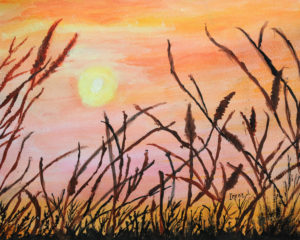Artist Irene Jefferson captures the mood, the moment and serenity of the setting sun in her painting.