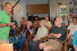 Runner Herman Messmer talks to Allerton House in Hingham residents about his many experiences as a runner and why he loves to race.