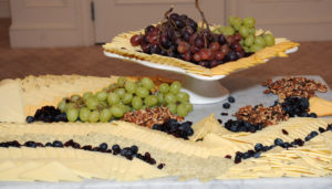 A beautiful assortment of fine cheeses, crackers, and fruit was on display as guests arrived for the 2018 Welch Senior Living Staff Recognition and Awards Dinner.