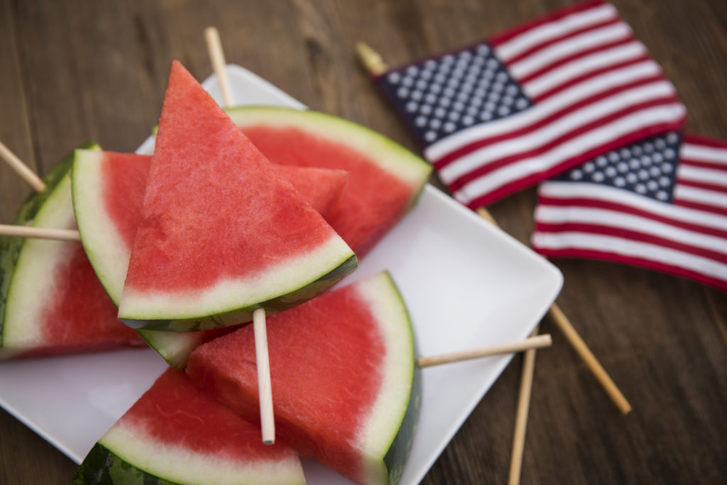 Watermelon and flags for summertime get-together