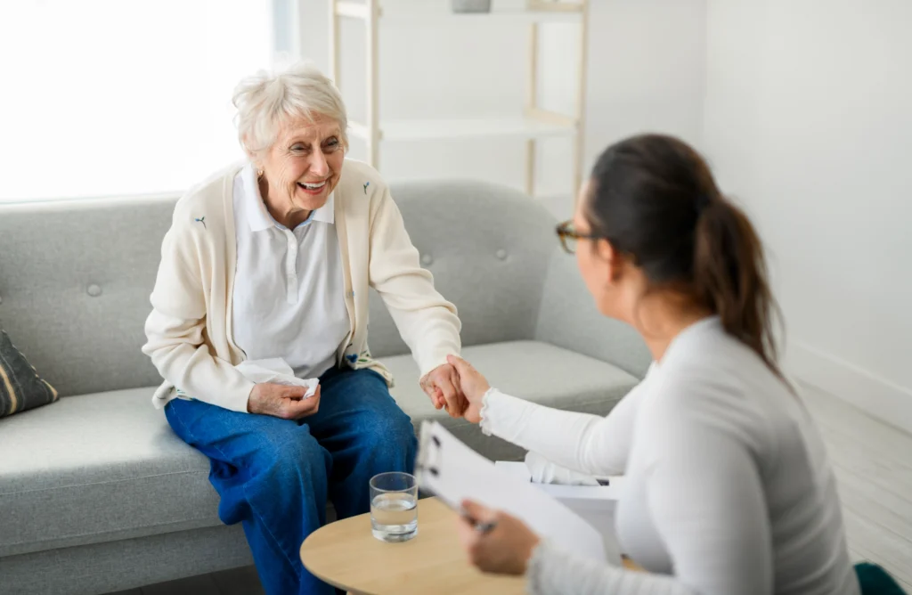 senior woman learning the difference between IADLs and ADLs